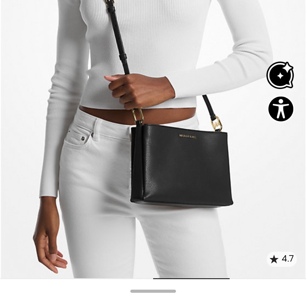 Michael Kors Trisha Beige Leather Crossbody Bag - Picture 3 of 11